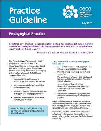 Image of the first page of the practice guideline on pedagogical practice