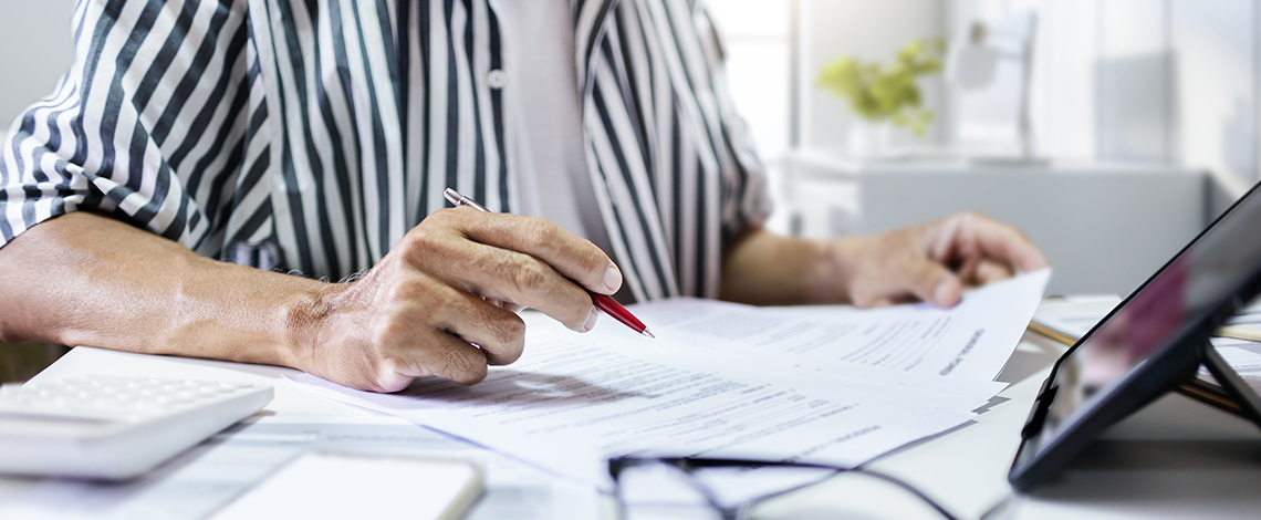 Person looking at documents.