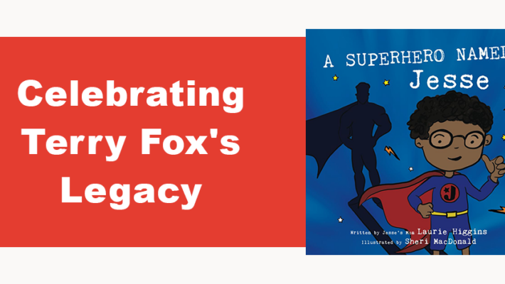 Book cover titled 'A Superhero Named Jesse' featuring a young boy in a superhero costume with a shadowed figure behind him.